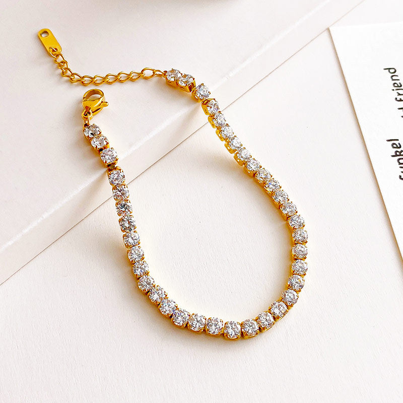 Full Diamond Titanium Steel Couple Bracelet | Gold and Steel