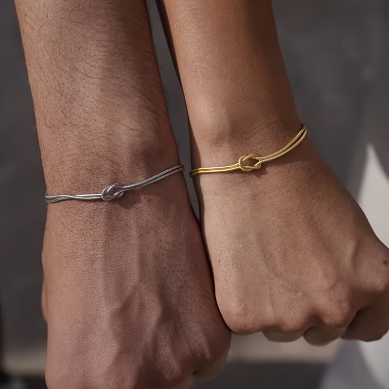French Style Twisted Couple Bracelet Set 2 | 18K Gold Plated