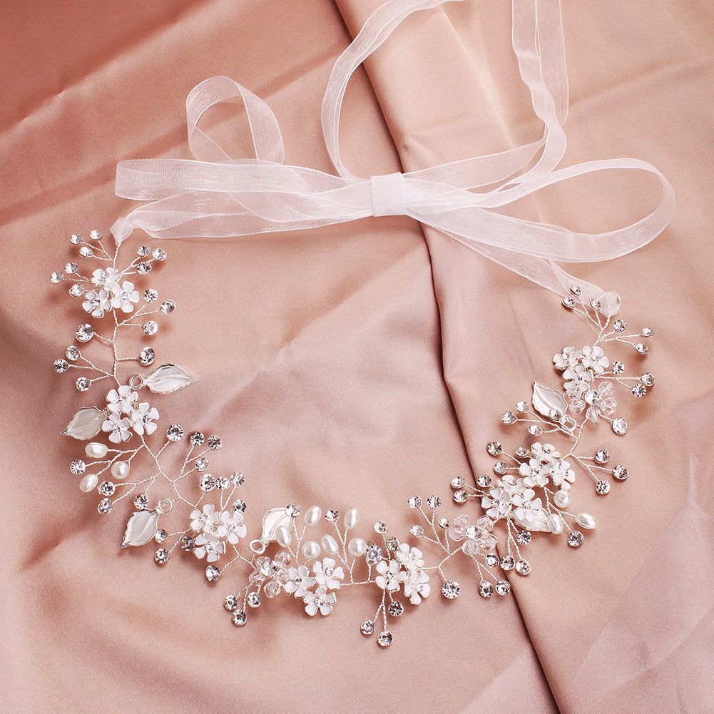 Pearl Flower Headband | Handmade Alloy European Gold Silver 40cm