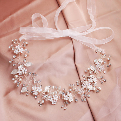 Pearl Flower Headband | Handmade Alloy European Gold Silver 40cm