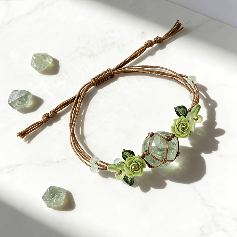 Forest Style Crystal Floral Wreath Bracelet | Spring Summer Must-Have