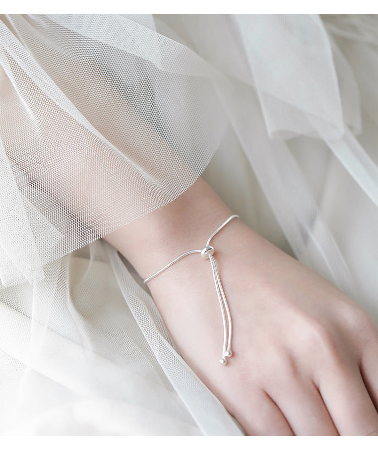 925 Silver Beads Snake Bone Adjustable Bracelet