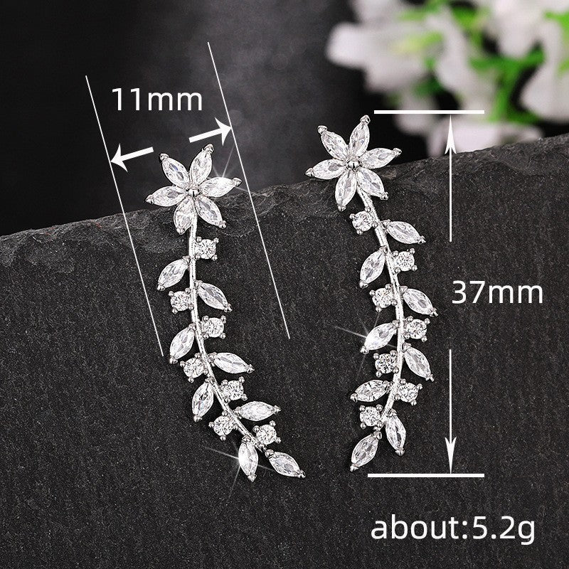 Full Diamond Flower Earrings | Copper Korean Style Gold Rose Gold Silver