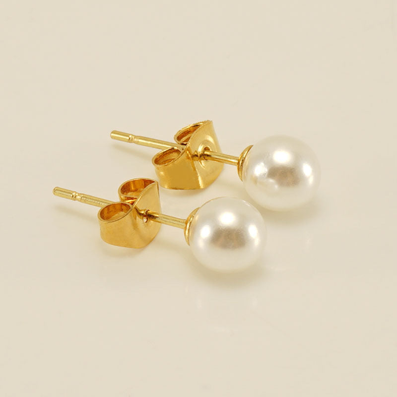S925 Silver Freshwater Pearl Ear Studs | Gold Silver Anti-Allergy