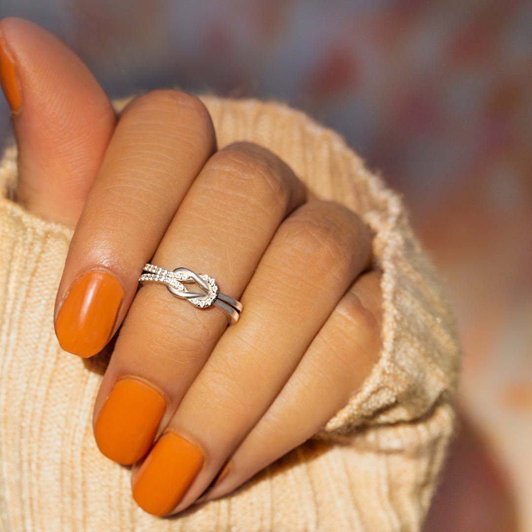 Sterling Silver Love and Friendship Ring | Zircon Inlaid Geometric
