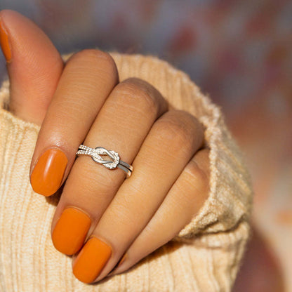 Sterling Silver Love and Friendship Ring | Zircon Inlaid Geometric