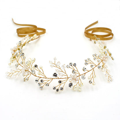 Pearl Wedding Hair Hoop | Alloy Water Diamond Gold Silver