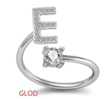 A-Z Initial Letter Ring for Women and Men | Adjustable Alloy