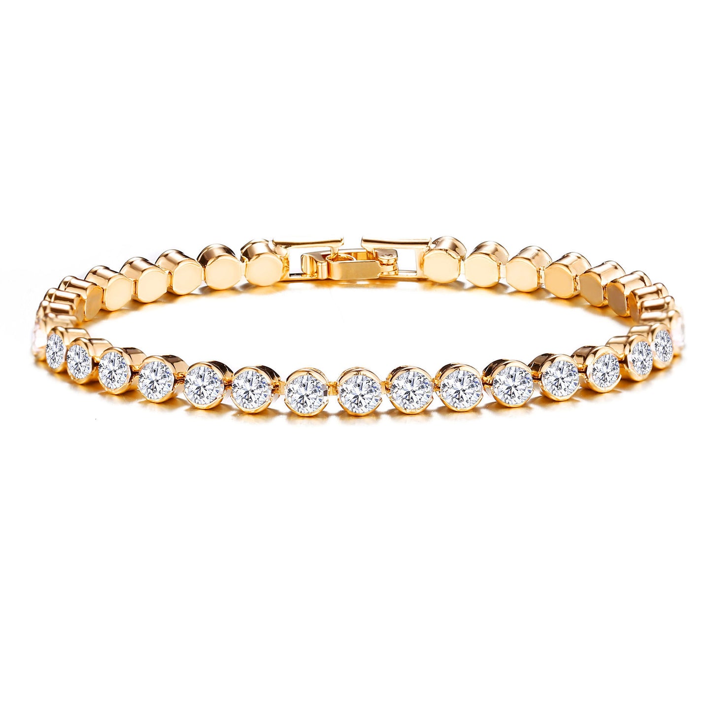 Crystal Diamond-Cut Silver Bracelet for Women