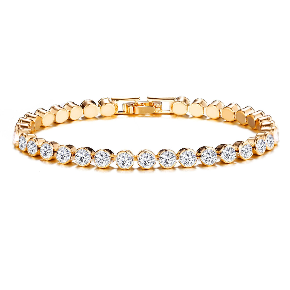 Crystal Diamond-Cut Silver Bracelet for Women