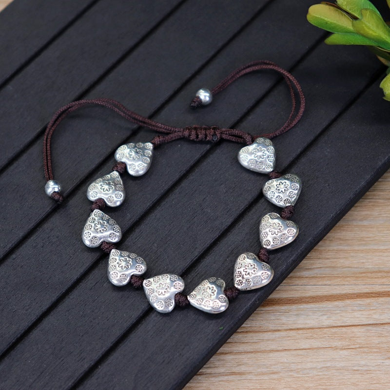 Woven Ethnic Style Bracelet with Cultural Pendants