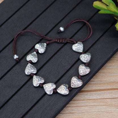 Woven Ethnic Style Bracelet with Cultural Pendants