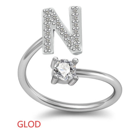 A-Z Initial Letter Ring for Women and Men | Adjustable Alloy