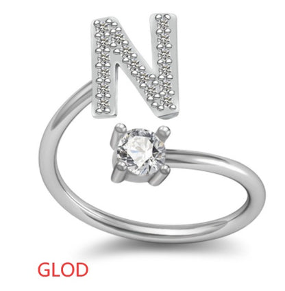 A-Z Initial Letter Ring for Women and Men | Adjustable Alloy