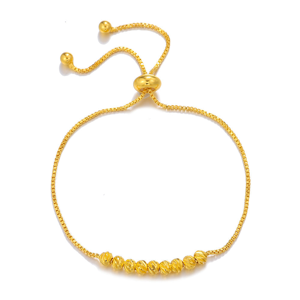 Gold Flower Bead Pull Rope Bracelet | Good Luck Design