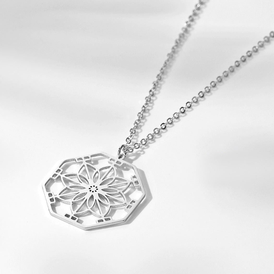 Mandala Flower Pendant Necklace | Intricate Geometric Design