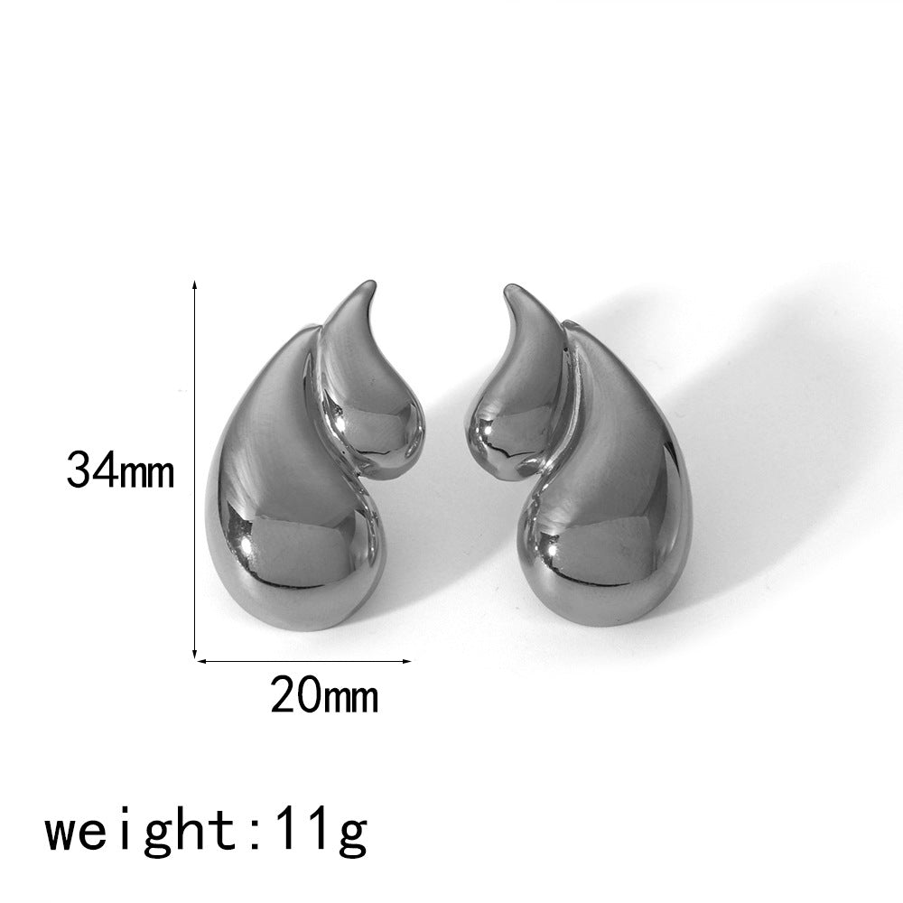 18K Double-Layer Water Drop Earrings | Stainless Steel Gold Silver
