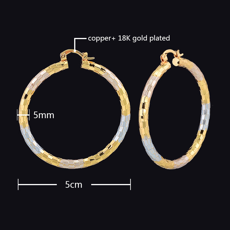 Simple Gold Metal Hoop Earrings | Alloy Personality Unisex