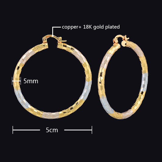 Simple Gold Metal Hoop Earrings | Alloy Personality Unisex
