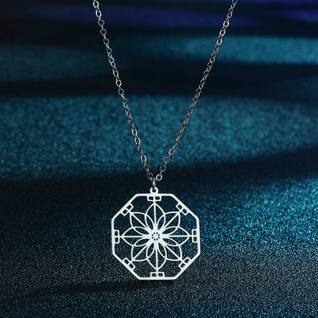 Mandala Flower Pendant Necklace | Intricate Geometric Design
