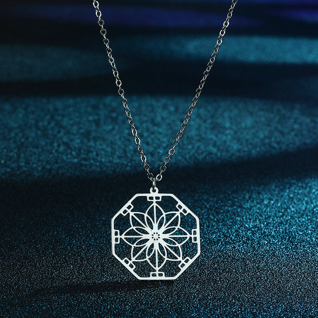 Mandala Flower Pendant Necklace | Intricate Geometric Design