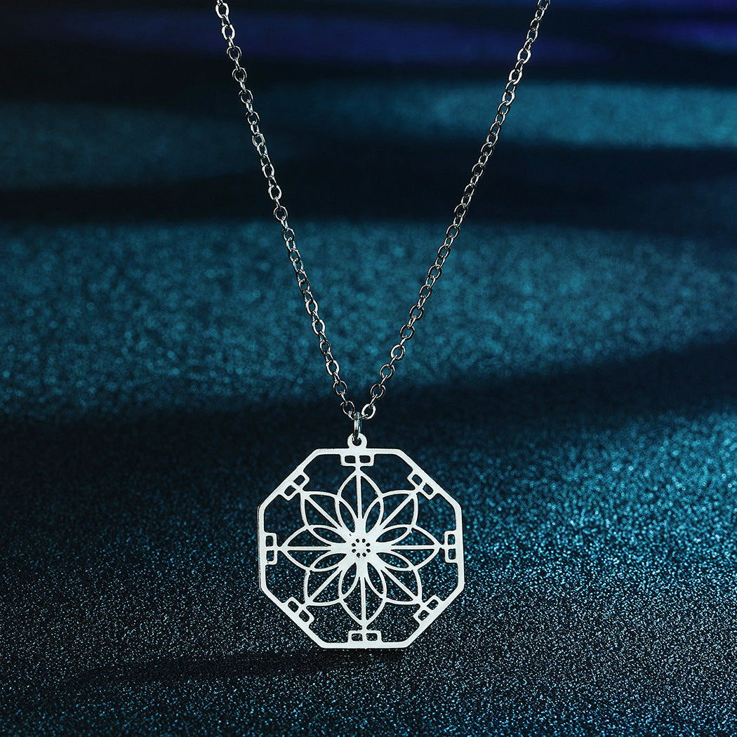 Mandala Flower Pendant Necklace | Intricate Geometric Design
