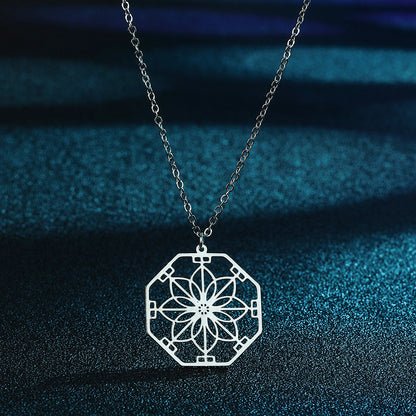 Mandala Flower Pendant Necklace | Intricate Geometric Design