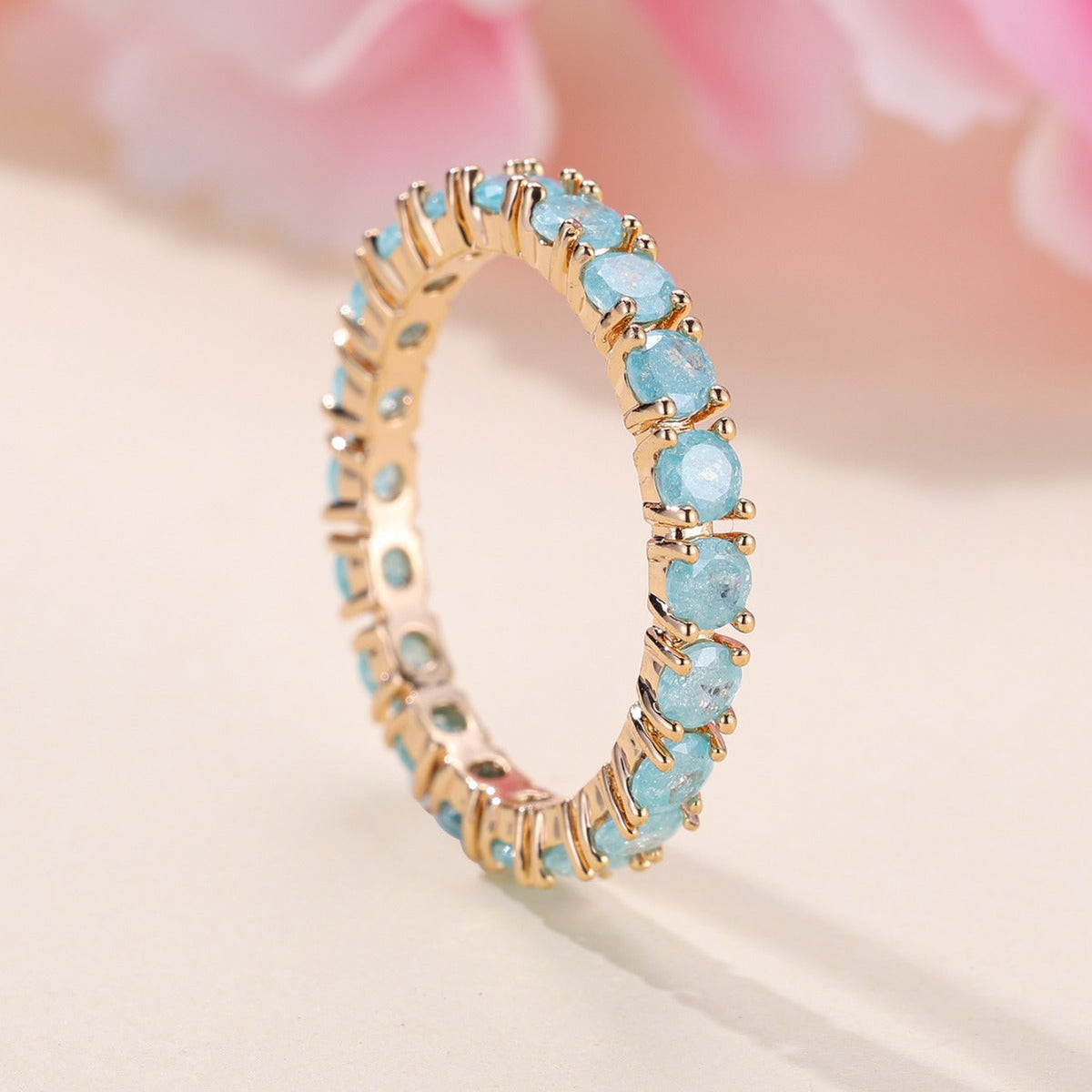 French Retro Ice Flower Full Zircon Ring | Champagne Gold Copper
