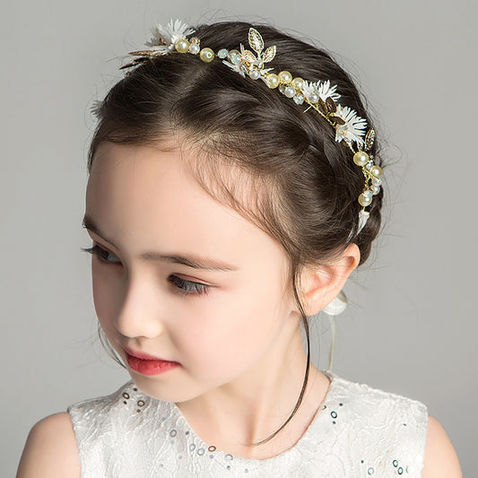 Girls Daisy Garland Headband | Alloy Red Gold Flower Wreath
