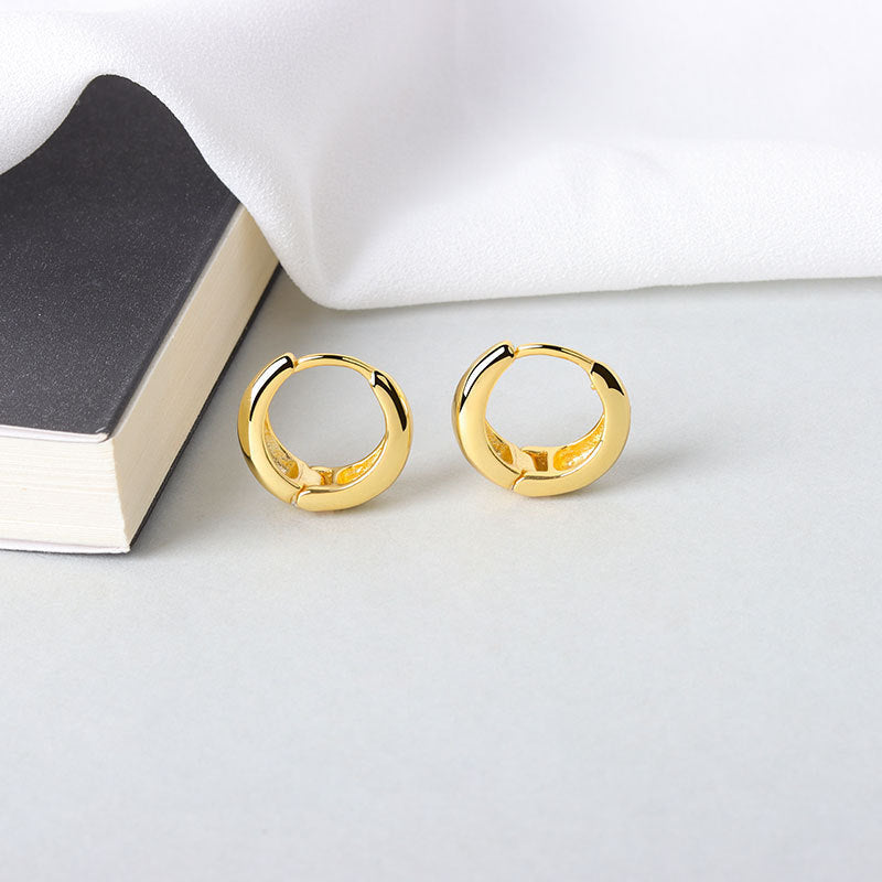 Korean Diamond Embedded Earrings | Copper Gold Silver Versatile
