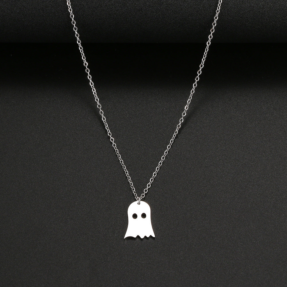 925 Silver Cute Ghost Pendant Necklace