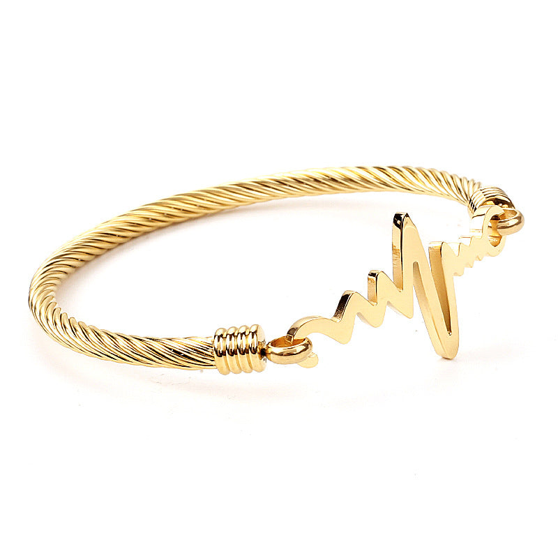 ECG Heartbeat Stainless Steel Bracelet for Women