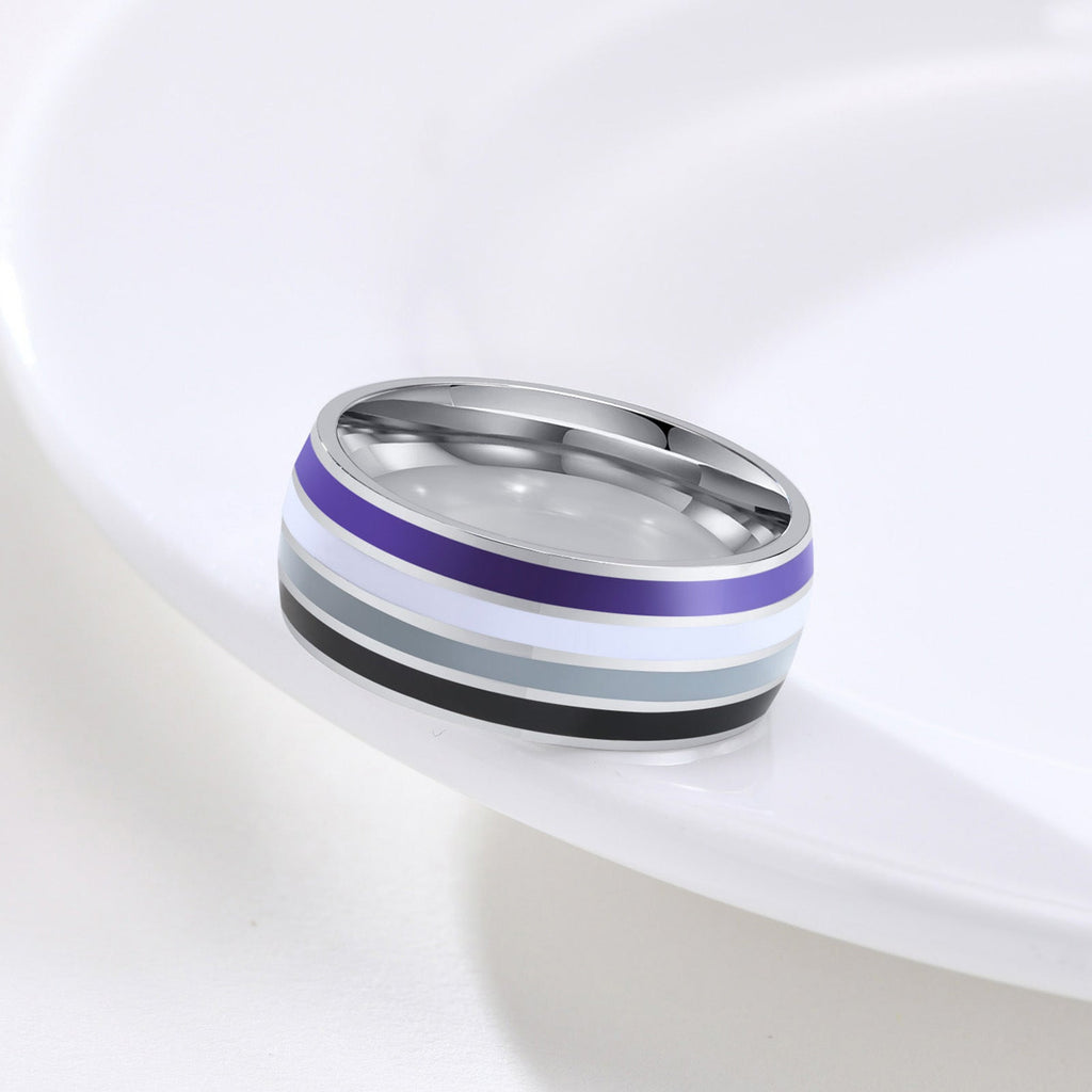 Rainbow Flag Titanium Steel Ring | 8mm Men's Colourful Band