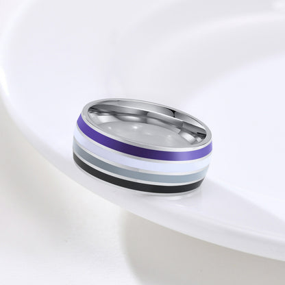 Rainbow Flag Titanium Steel Ring | 8mm Men's Colourful Band
