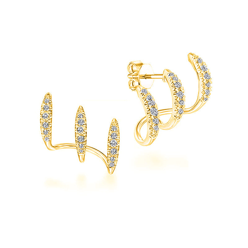 Cold Design Diamond Stud Earrings | Alloy Gold Silver Rose Gold