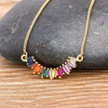 Geometric Rainbow Zircon Pendant Necklace for Women