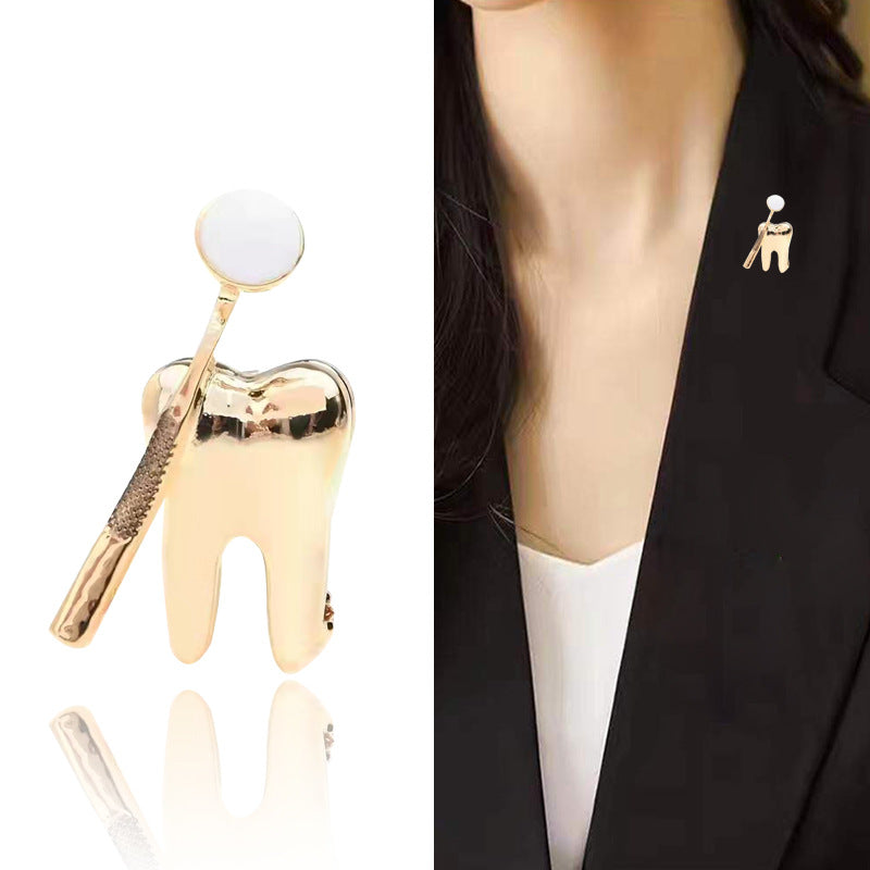 Medical Teeth Brooch | Alloy Korean Diamond 31x16mm