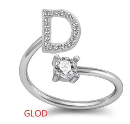 A-Z Initial Letter Ring for Women and Men | Adjustable Alloy