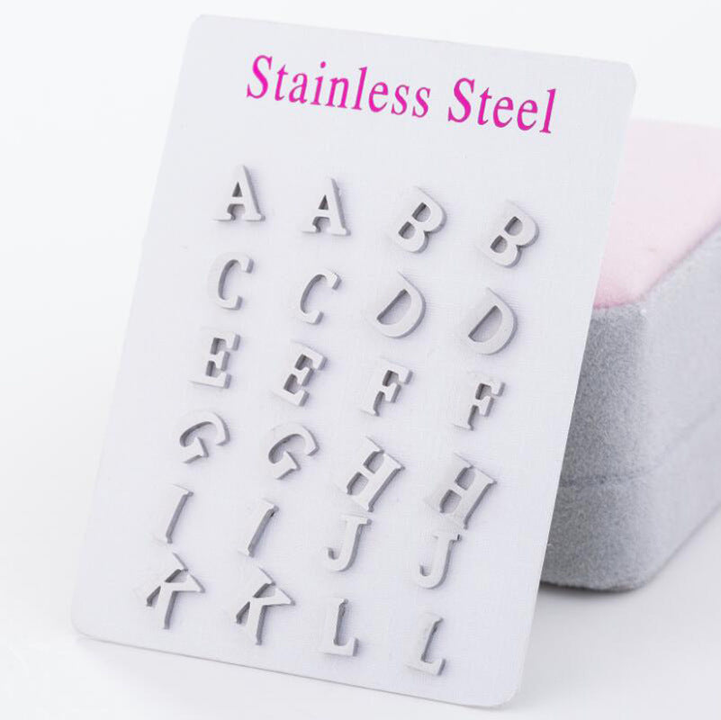 Stainless Steel Letter Stud Earrings | Electroplated Individually Packed