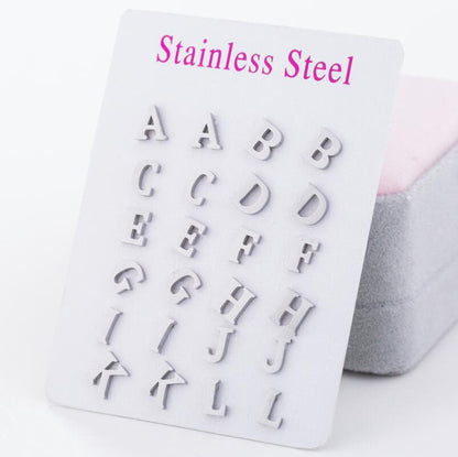 Stainless Steel Letter Stud Earrings | Electroplated Individually Packed