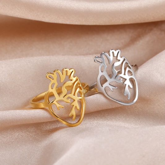 Hollow Brain-Shaped Titanium Steel Ring | Unisex Statement Piece