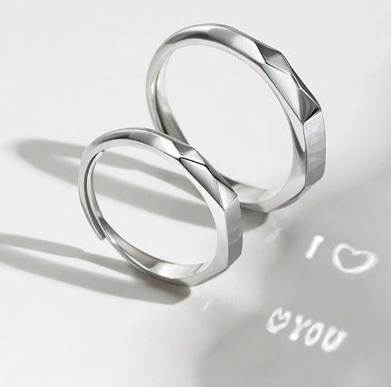 S925 Sterling Silver Hidden Love Pattern Ring | Couple Surprise Ring