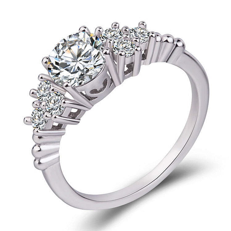 Diamond-Inlaid Ring | Copper White Gold Rose Gold Sizes 6-9