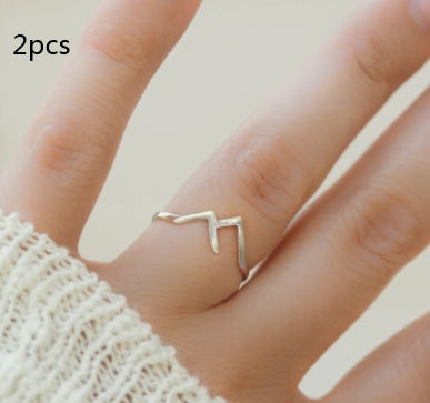 Mountain-Shaped Copper Ring | Creative Women's Statement Band