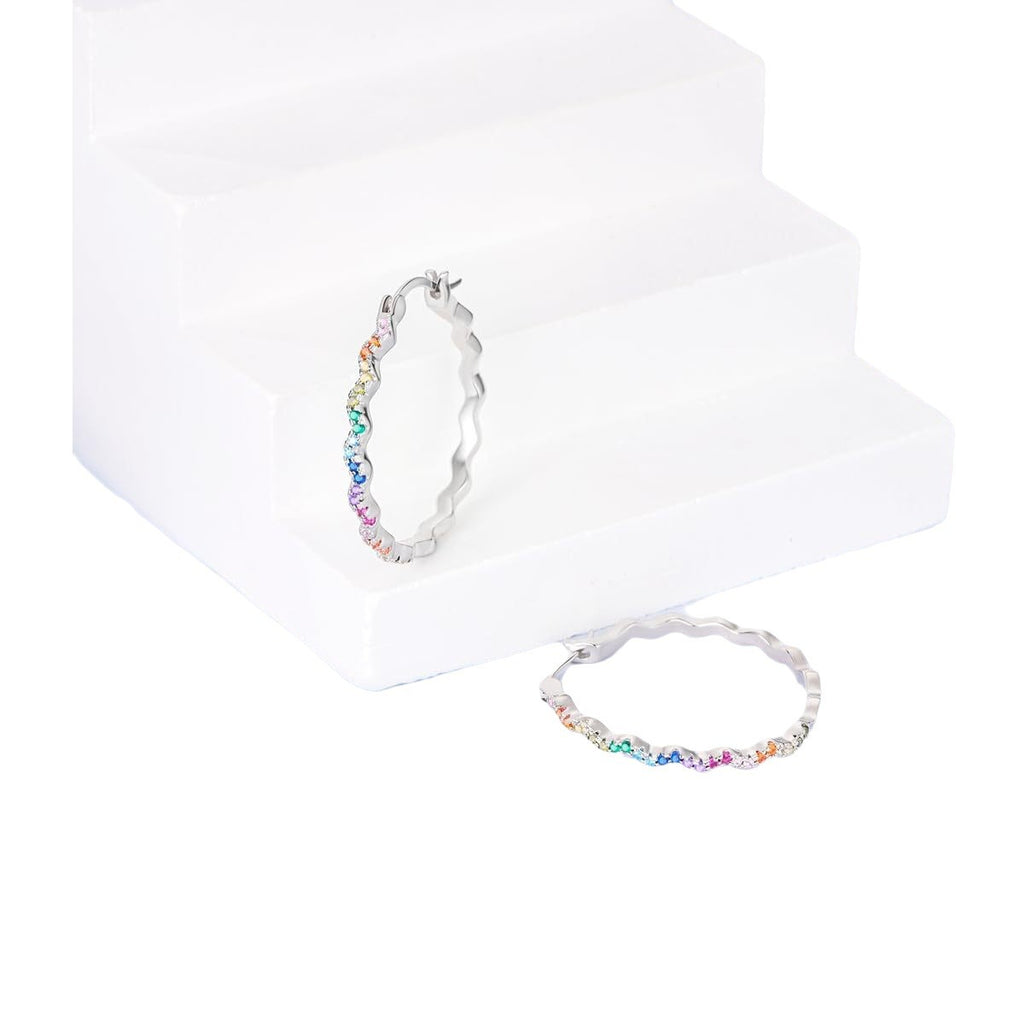 Wave Shape Rhinestone Earrings | Alloy Colour Diamond Fashion OL