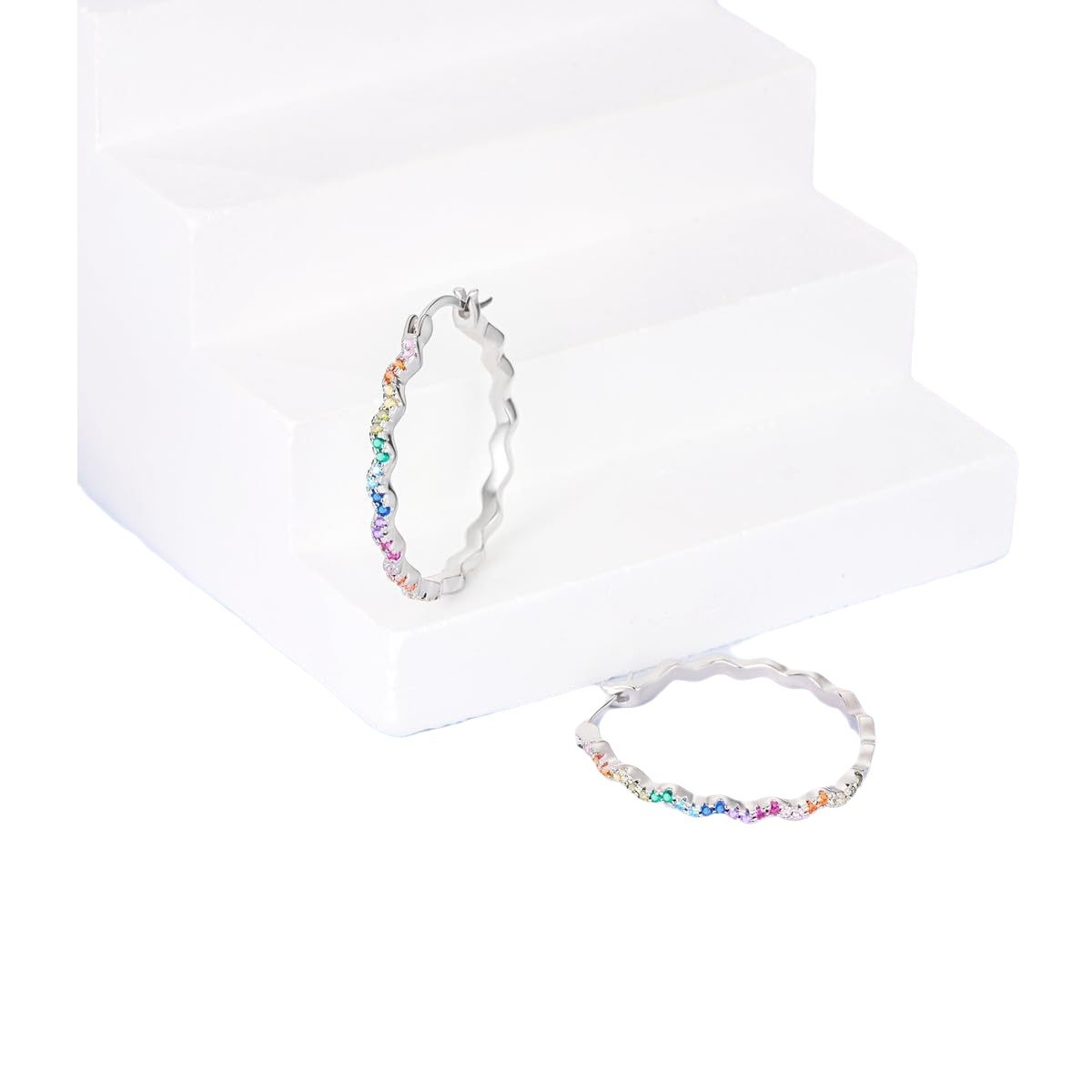 Wave Shape Rhinestone Earrings | Alloy Colour Diamond Fashion OL