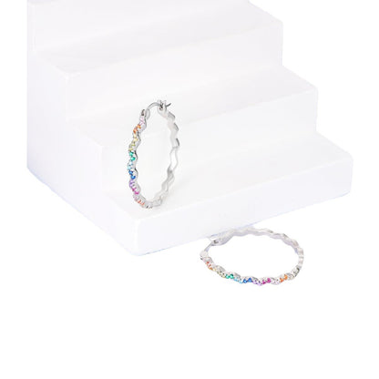 Wave Shape Rhinestone Earrings | Alloy Colour Diamond Fashion OL