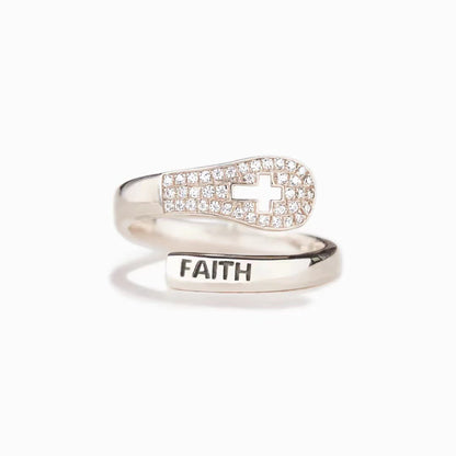 S925 Sterling Silver Faith Cross Zircon Ring | Korean Style
