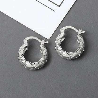Korean Diamond Embedded Earrings | Copper Gold Silver Versatile