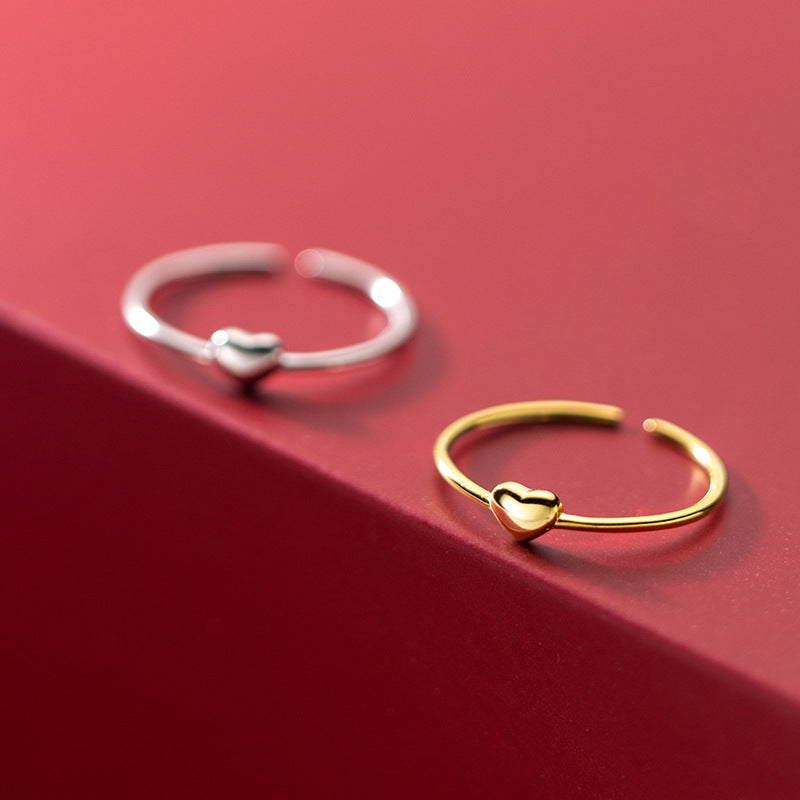 Heart Index Finger Ring | S925 Silver Adjustable Gold Silver